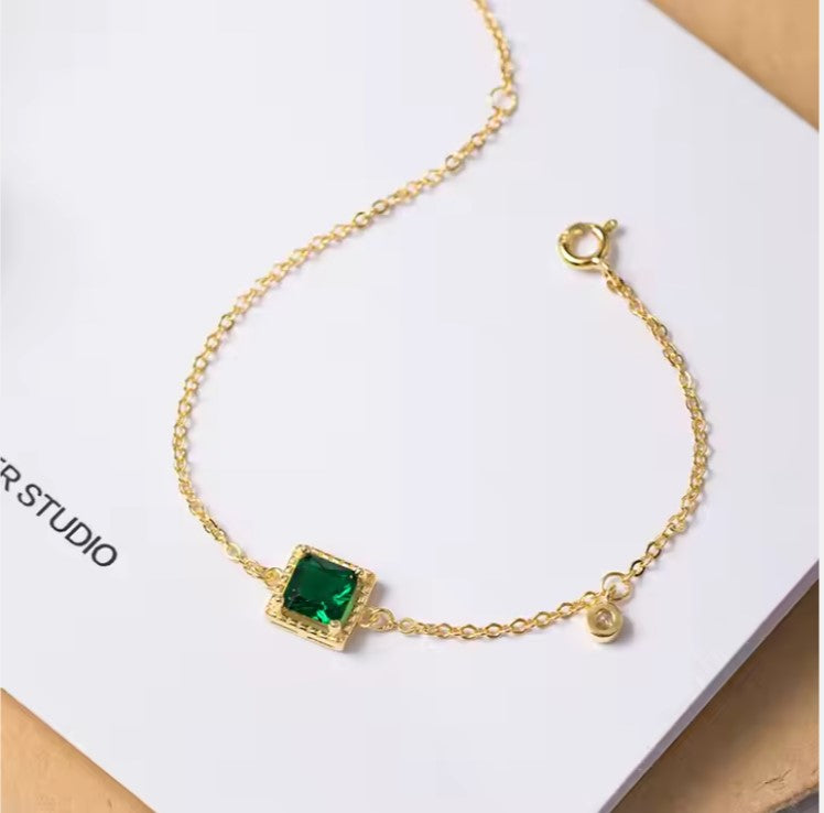 Square Emerald Gemstone Bracelet