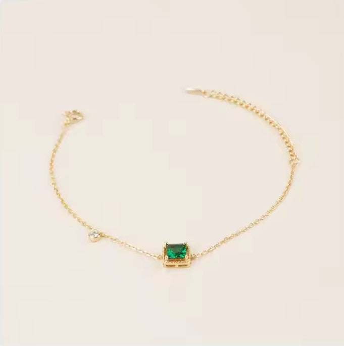 Square Emerald Gemstone Bracelet