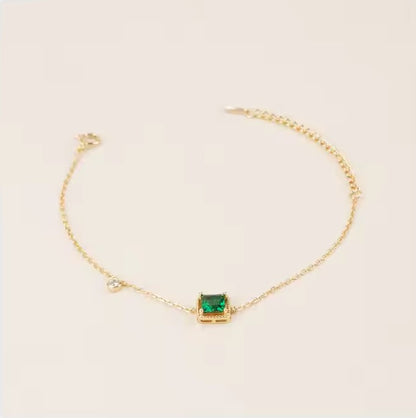 Square Emerald Gemstone Bracelet