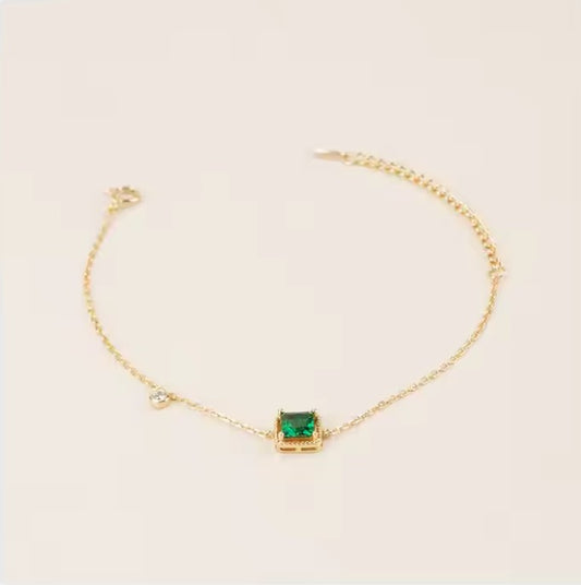 Square Emerald Gemstone Bracelet