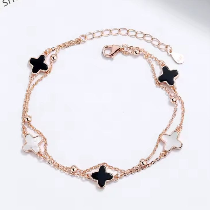 Black Four Leaves Bracelet