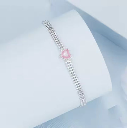 Pink Love heart Bracelet